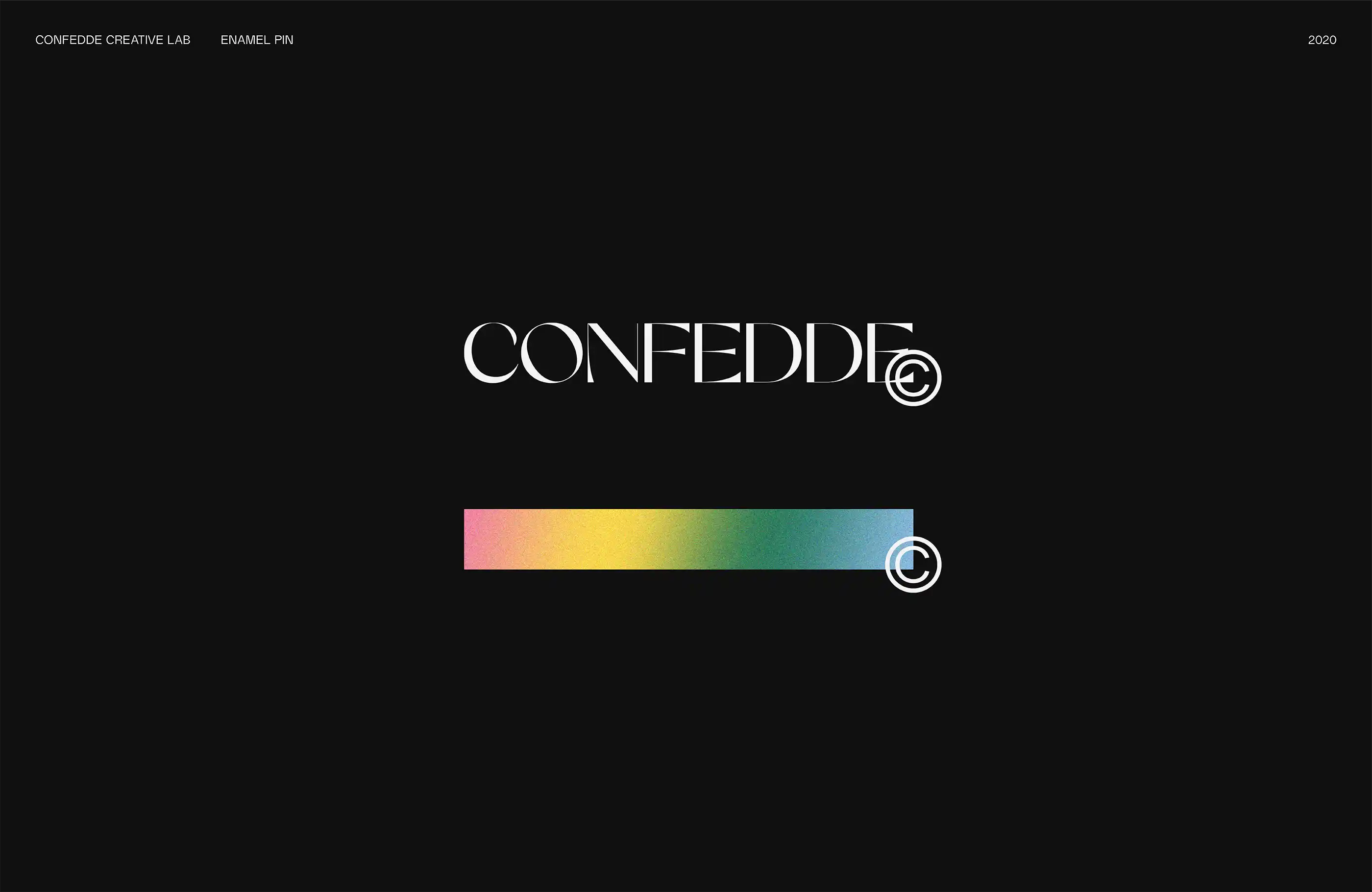 Confedde wordmark and rainbow gradient.