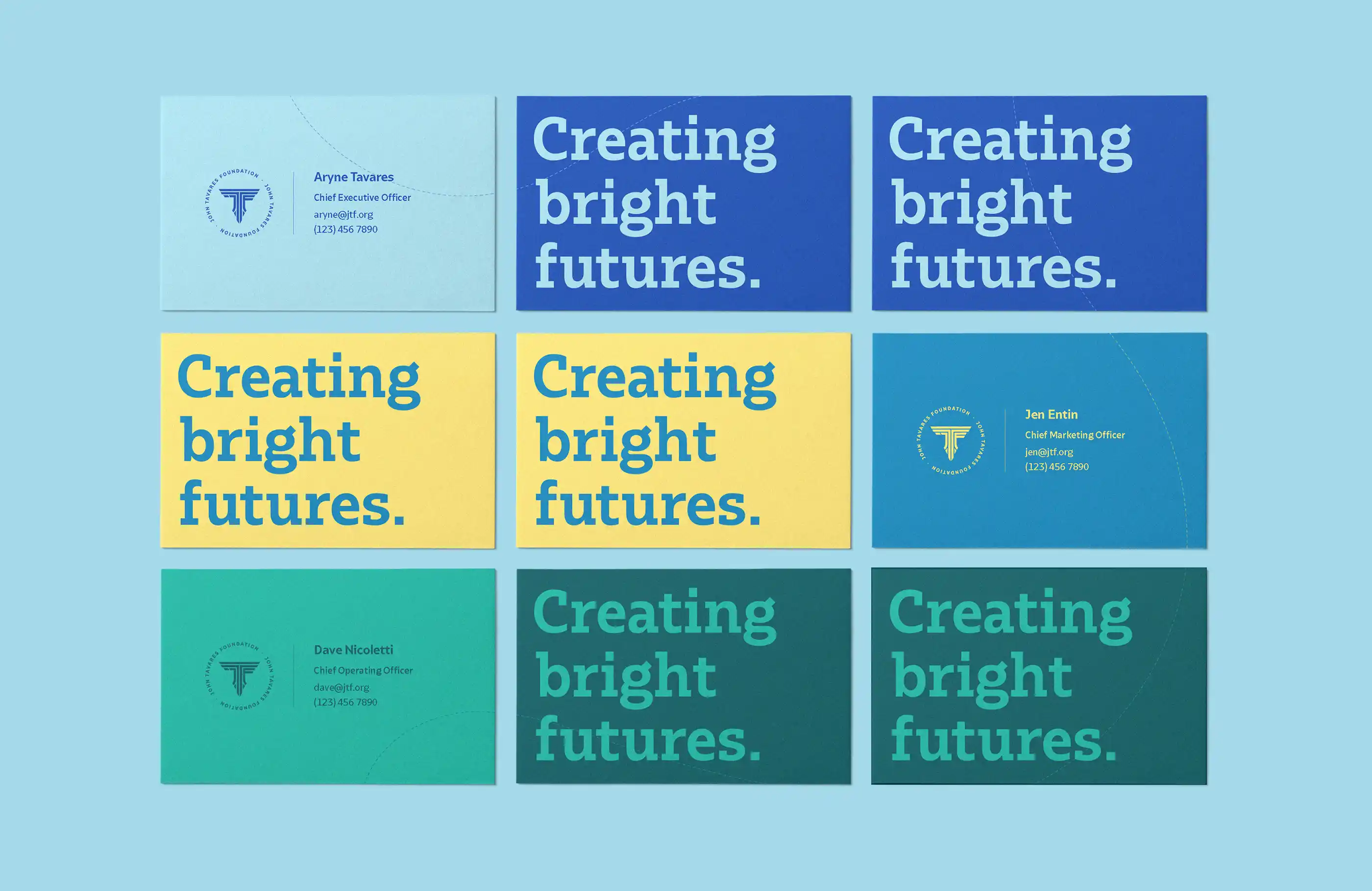 John Tavares Foundation business cards laid out in grid.