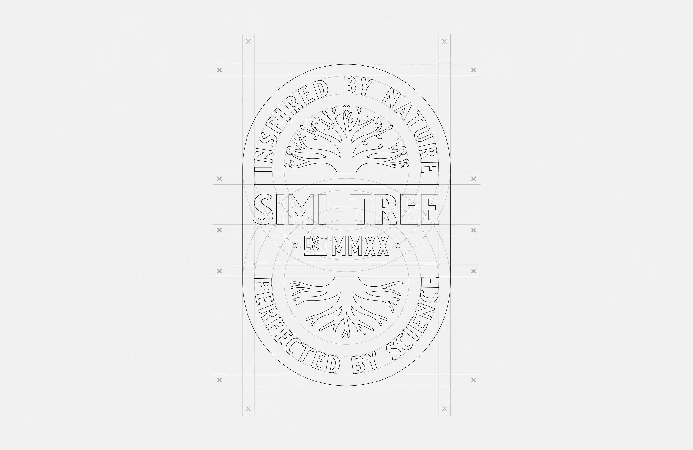 Illustration showing construction of Simi-Tree logo lockup.