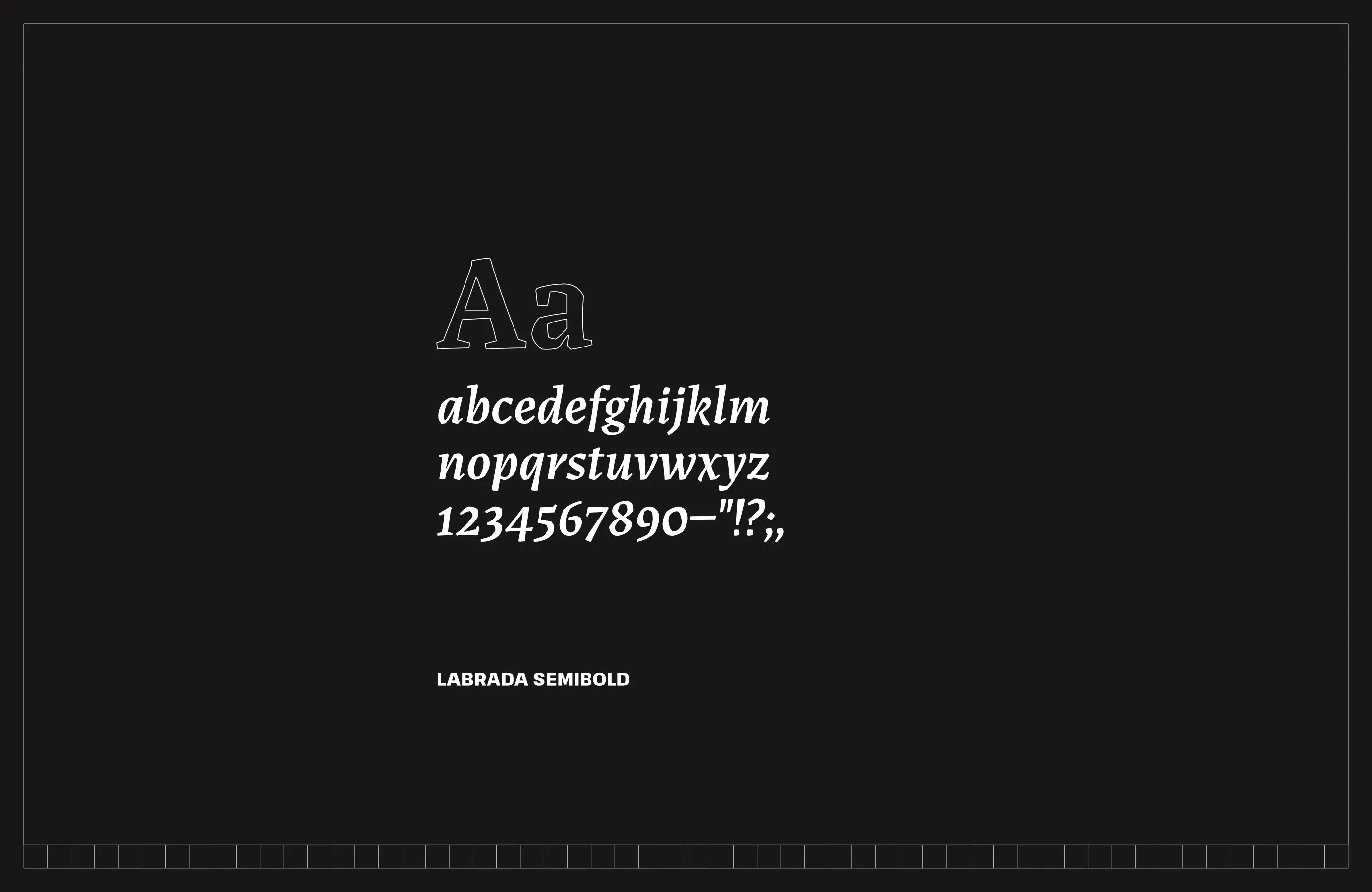 Glyph map of Labrada Semibold font.