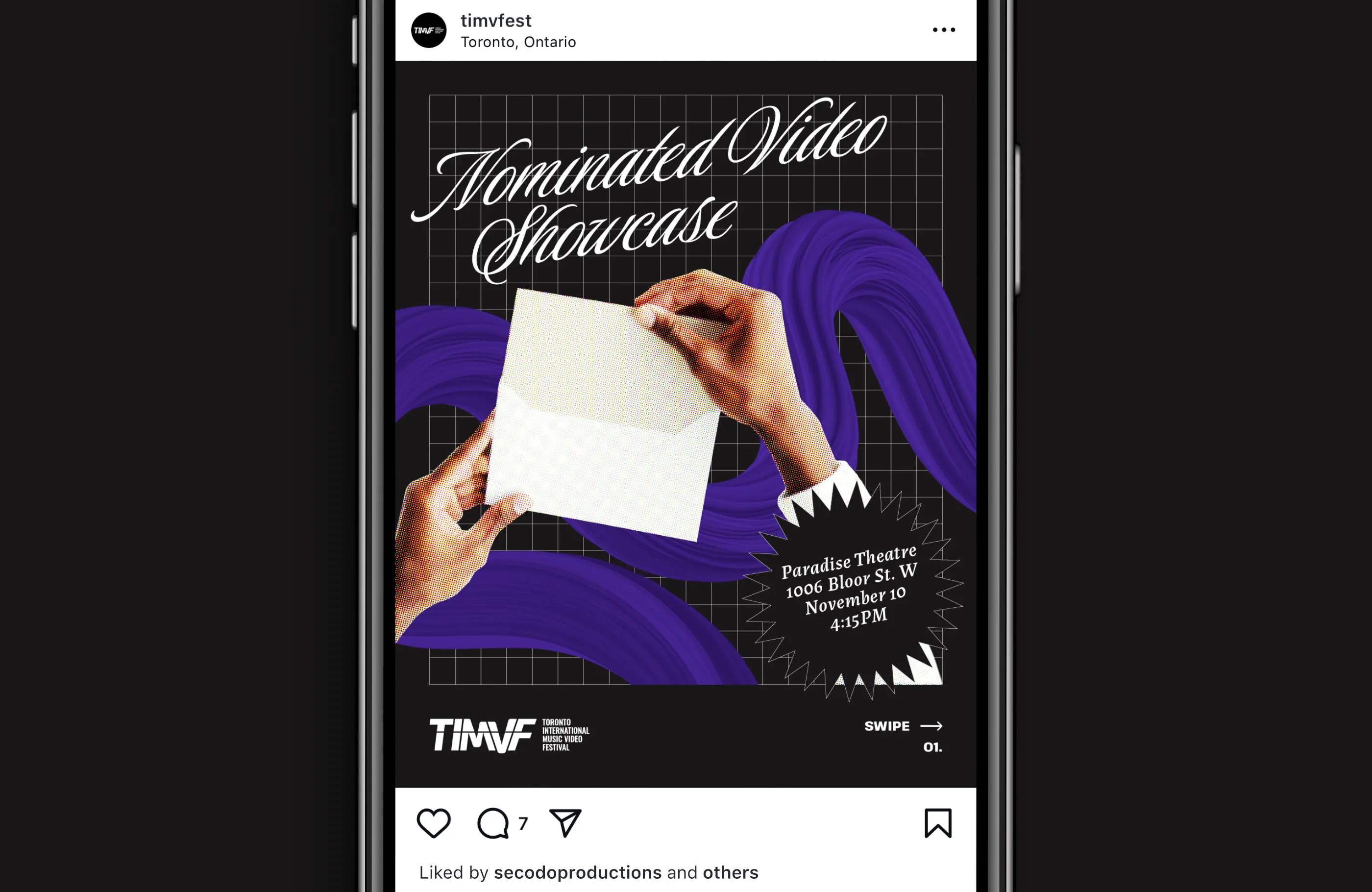 Instagram post with Nominated Video Showcase event information.